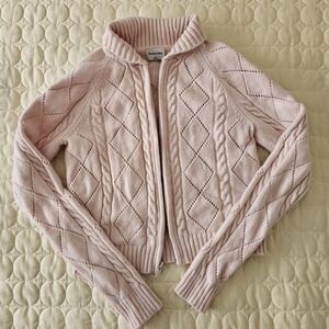 Aritzia Sunday Best Pink Knit Zip Sweater Size XXS